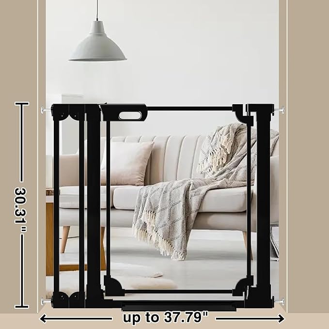 WAOWAO Clear Baby Gate for Stairs Modern Design Acrylic Auto Close Pet Gate, 57.87-66.14" Wide Safety Baby Gate for Doorways,Black Clear Dog Gates Indoor, Hallways,Kitchen