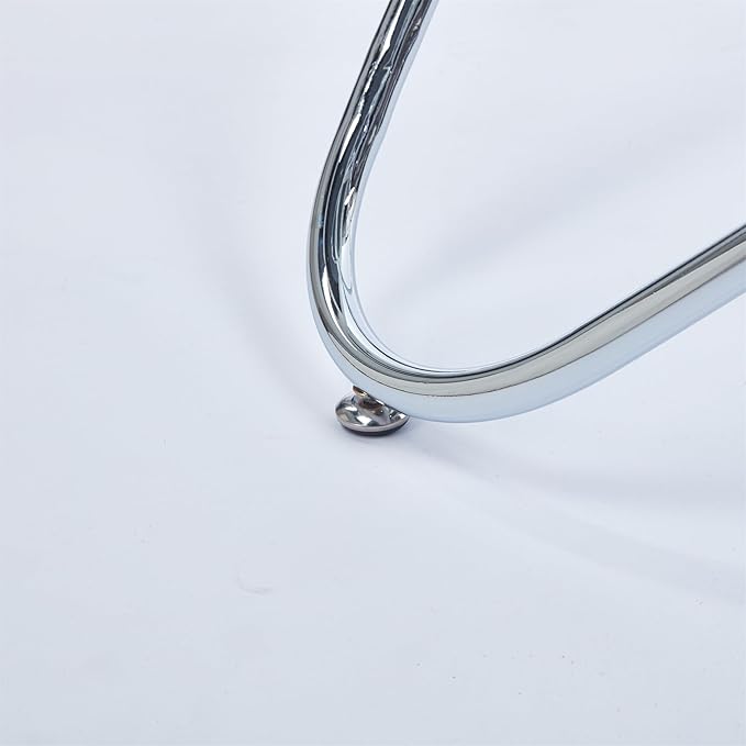 35.4" Round Dining Table for 4, Modern Clear Glass Kitchen Table for 4 with Chrome Metal Legs, Compact Small Circle Dining Room Leisure Tables for Kitchen Apartment