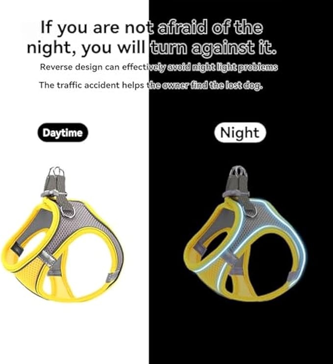 Stimulicat Cat Harness, Stimuli Cat Harness Design for Outdoor Cats, Adjustable Soft Mesh Vest Harness Escape Proof with Reflective Safety Strips, Allowing Cats to Safe (Yellow, S)