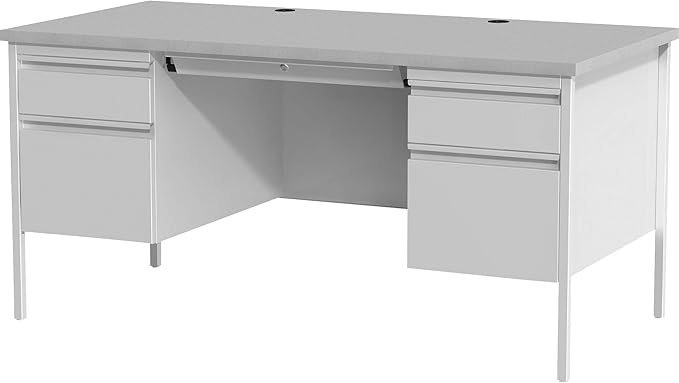 Lorell, LLR60935, Grey Double Pedestal Steel/Laminate Desk, 1 Each