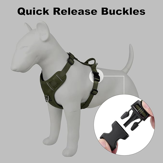 Plutus Pet No Pull Dog Harness, Reflective Adjustable Dog Vest Harness with Handle, Escape Proof, Soft Padded for Small Medium Large Dogs (Ranger Green, XS)