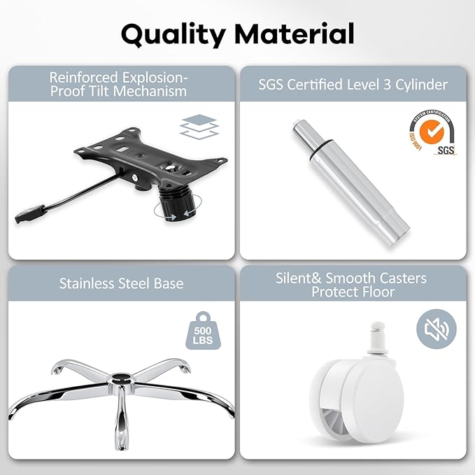 Office Chair,Ergonomic Mesh Desk Chair with Adjustable Lumbar Support,Computer Chair with Flip-up Armrests, Rolling Executive Chairs, Home Office Chair(White)