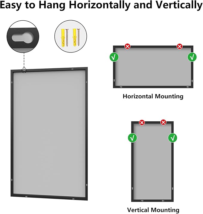 Bathroom Mirror 36"x60" Matte Black Rectangle Bathroom Wall Mirror for Over Sink, Modern Large Vanity Mirror, HD Tempered Glass, Anti-Rust Aluminum Alloy Frame, for Living Room, Bedroom, Entryway