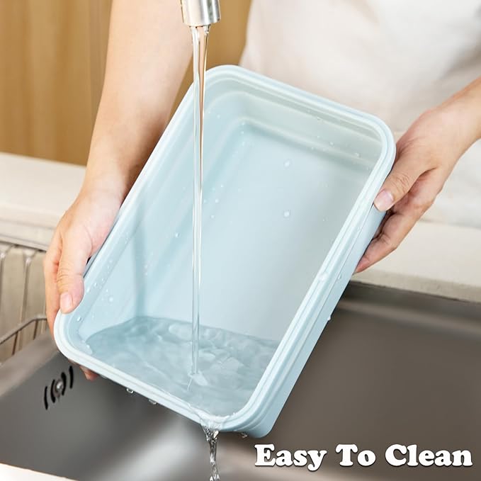 Extra Large Collapsible Silicone Food Storage Containers With Lids & Air Vent, 2 Pack 2000ml/68oz, XXL Foldable Marinade Container for Kitchen, Camping, Dishwasher, Microwave, Freezer Safe, BPA Free