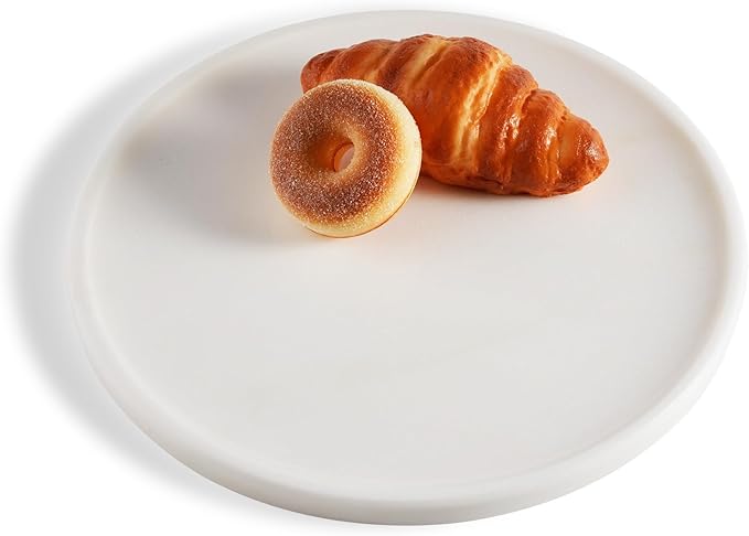 11.8inch Round Marble Serving Tray for Kitchen and Coffee Table, Bathroom Vanity Tray for Counter, White Decorative Catchall Tray for Jewelry, Namib Fantasy