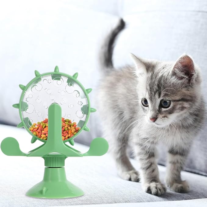 2pcs Interactive Pet Treats Dispenser Toy: 360 Degree Rotating Windmilt Feeding Windmill Dispenser Interactive Slow Food Toy for Cats and Dogs Enhances Iq Relieves Promotes Healthy Eating