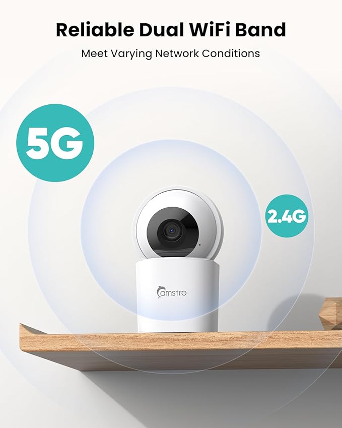 3K Indoor Security Camera 2Pack, 360° Pan/Tilt WiFi Camera for Home Security, 2.4/5GHz Pet/Dog/Baby Camera with Phone App, Night Vision, Two-Way Audio, 24/7 SD/Cloud Storage, Works with Alexa