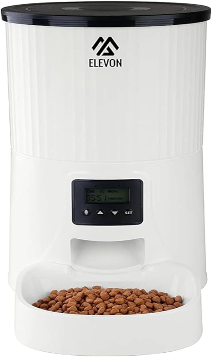 4L Automatic Cat Feeder – Programmable Dog & Pet Food Dispenser with 10s Voice Recorder, Portion Control, Desiccant Bag, Large Capacity for Small Large Pets, White