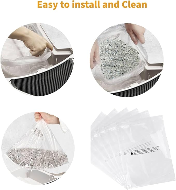 100 Count Waste Drawer Liners Bags Compatible with Litter R-obot 4 Waste Bags Cat Robot Litter Bags for most Litter Box Robot Models, 9-11 Gallons Litter Box Liners