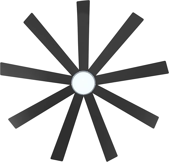 64" DC Motor Ceiling Fan with Light, 6-Speed Remote Control, Reversible Motor, Modern 9 Blades Black Ceiling Fan with 4.5"/12" Downrods for Home or Commercial, Living Room/Restaurant