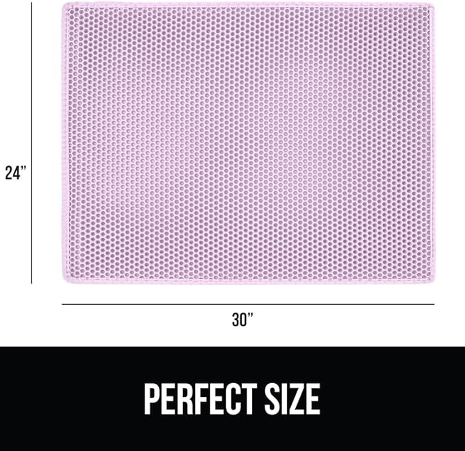 GORILLA GRIP Honeycomb Cat Litter Box Mat, Two Layer Trapping Waste Mats, Soft On Paws, Litter Box Supplies and Essentials for Indoor Cats, Traps Excess, Water Resistant for Floors, 30x24 Purple