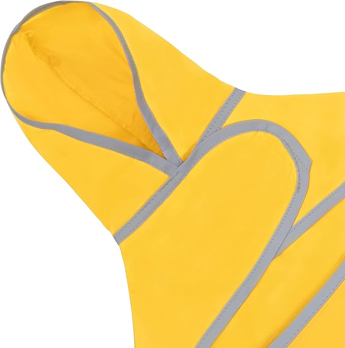 Dog Raincoat for Small Dogs Puppies Waterproof Hooded Rain Jacket with Reflective Strips Leash Hole & Poncho Adjustable Fit (Yellow,S)