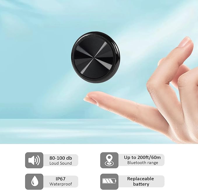 Smart Tracker Tag with Keychain,4 Pack Global Locator Tracking Device for Samsung, Android and iOS. Item Finder for Keys, Wallet, Luggage, Bags and More, Black