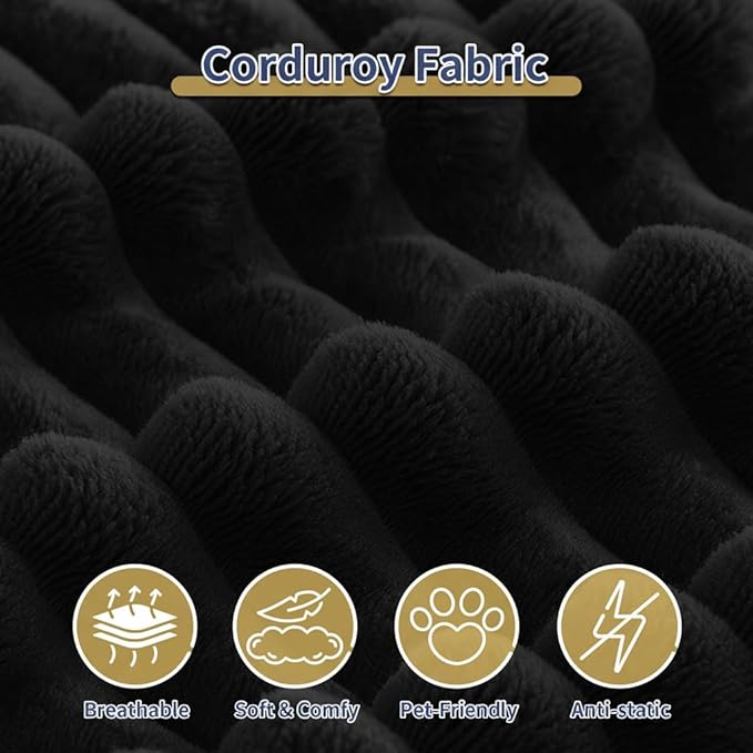 Boneless Sectional Sofa, 100.7" Cloud Sofa with Wide-Wale Corduroy, Deep Seat L Shaped Couch, All-Foam Filled Compressed Couch for Living Room (Black, Corduroy)