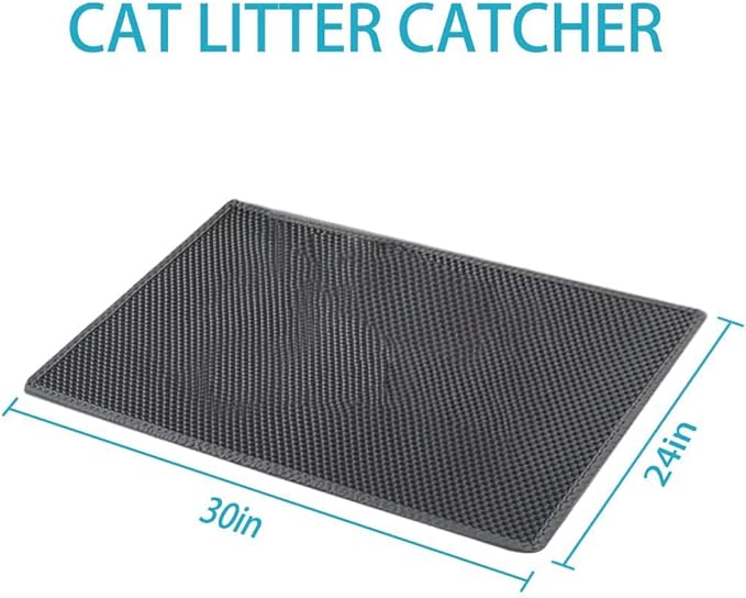 Large Cat Litter Box Mat: Easy Clean Kitty Litter Trapping Mat for Floor, Plastic Cat Box Pad (24 * 30in-grey-1)