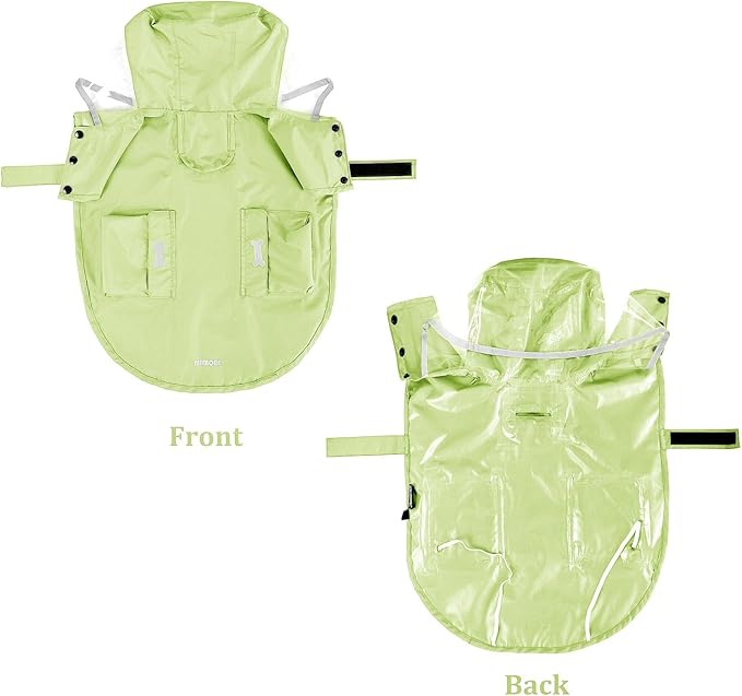 Waterproof Dog Raincoat, Adjustable Reflective Lightweight Pet Rain Clothes with Poncho Hood(X-Large,Light Green)