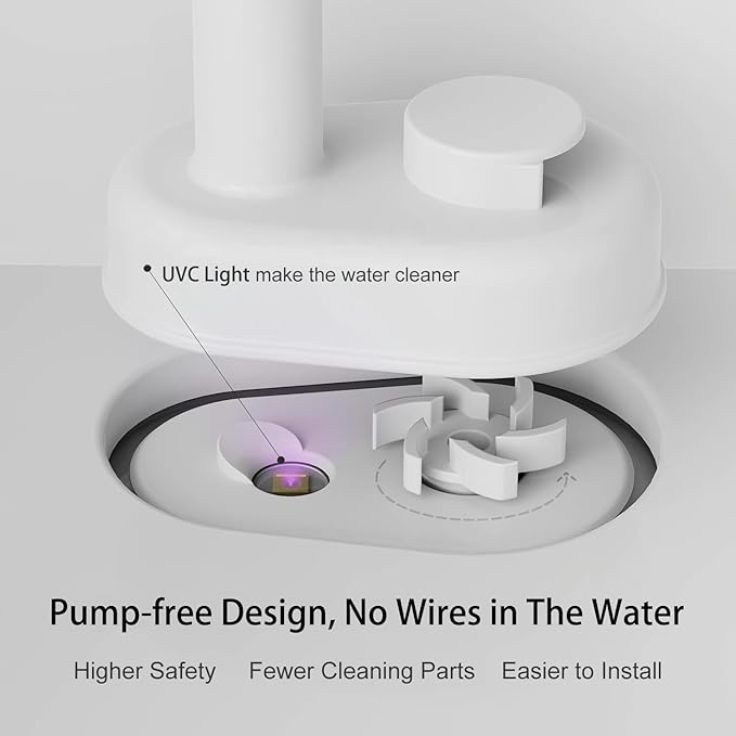 Cat Water Fountain, 122oz/3.6L Pumpless Cat Fountain, Cordless Water Fountains for Cats Indoor, Dog Pet Water Fountain Battery Operated with Stainless Steel Tray (Pink, Fountain+2 Fliters)