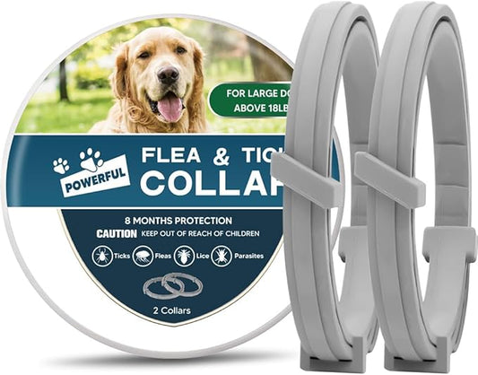 Dog Flea Collar,Flea and Tick Collars for Dog,Natural Ingredients,Adjustable,8 Months Protection-2P