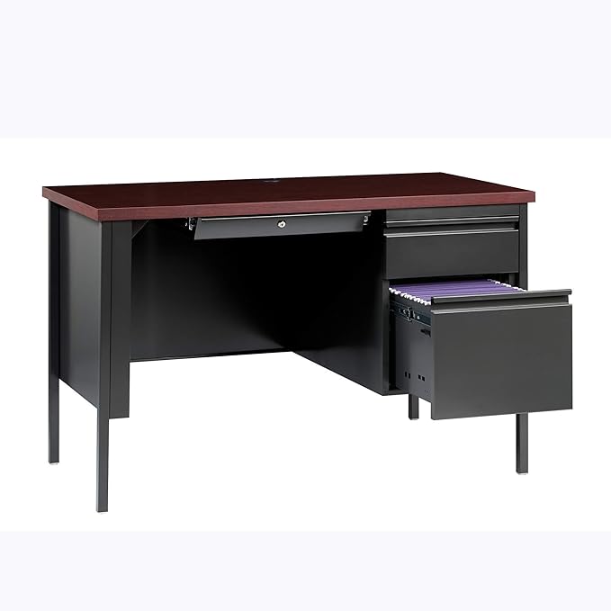 Lorell Fortress Series Mahogany Laminate Top Desk