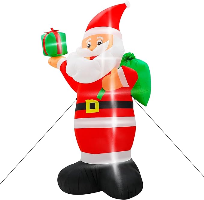 14 FT Christmas Santa Inflatables Decor, Giant Inflatable Santa with Bag, Blow Up Christmas Santa Claus with 6pcs LED, Inflatable Santa Claus Outdoor Decorations for Holiday Lawn Yard Archway