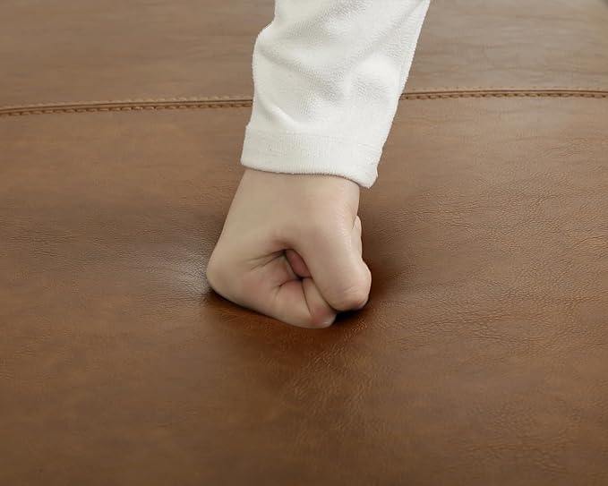 Joveco 47 Inch Storage Ottoman Bench,Tufted Leather Storage Bench with Nailhead Trim for Bedroom (47”,Ochre Yellow)