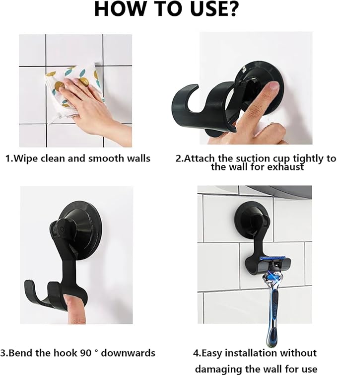 2-Pack Razor Holder for Shower with Suction Cup - Vacuum Wreath Hanger for Door, Wall, or Window, No Drill Adhesive Hook for Bathroom, Kitchen, Hotel, Cream