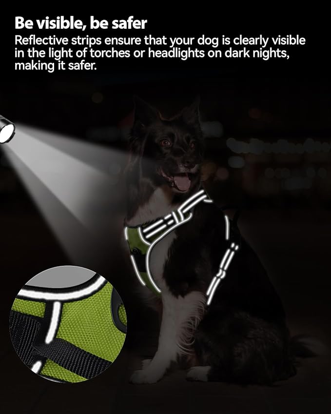 Joytale No Pull Dog Harness for Small Dogs, Reflective Pet Vest with Front Clip, Adjustable Soft Padded Harnesses with Easy Control Handle for Training and Walking, Green, S