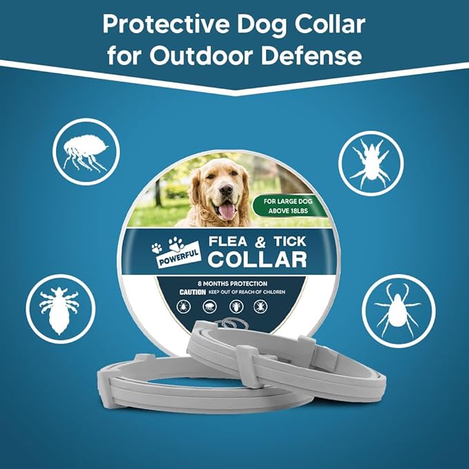 Dog Flea Collar,Flea and Tick Collars for Dog,Natural Ingredients,Adjustable,8 Months Protection-2P