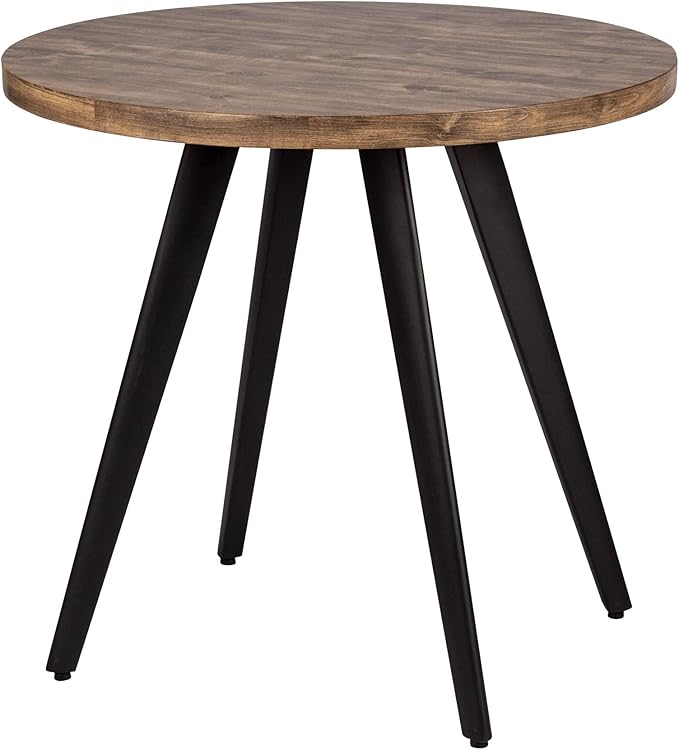 Round Dining Table, Small Dining Table for 2, 31.5" Round Table, Mid-Century Modern Kitchen Table with 1.4" Thickness Wood Grain Tabletop for or Small Space, Dining Room, Kitchen, Rusty Brown
