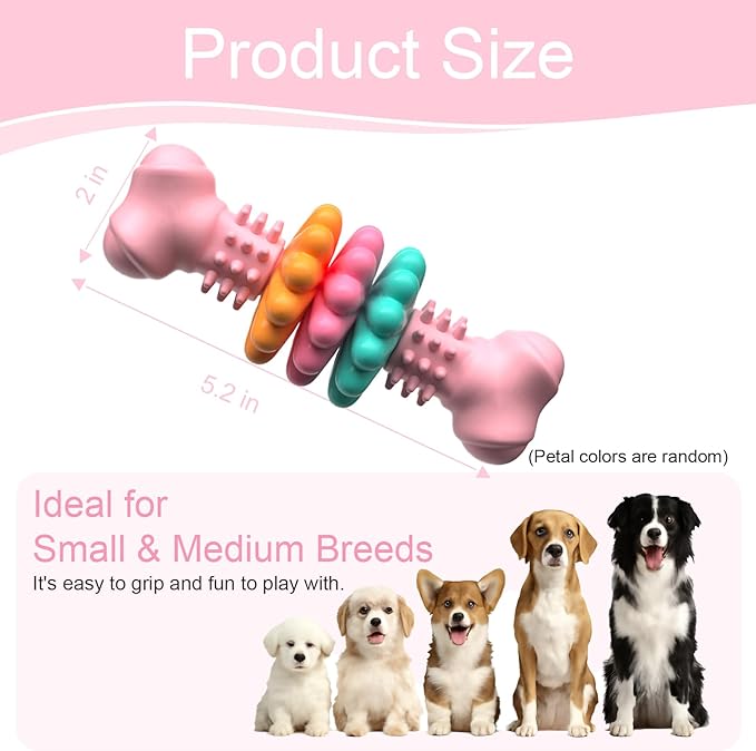 Puppy Teething Toy, Indestructible Dog Chew Toys for Aggressive Chewers, Interactive Bone Dog Toy for Small & Medium Breeds, Tough Puppy Toys to Keep Them Busy and Clean Teeth