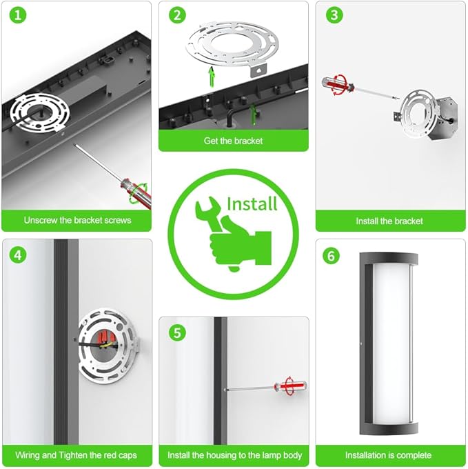 Sytmhoe Dimmable 16in 6000K LED Modern Outdoor Wall Light,10%-100% Dimming Porch & Patio Wall Light Fixture,Black Aluminum&Dual PC Wall Lights Suitable for Garage Living Room Courtyard House(6000K)