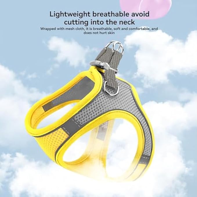 Stimulicat Cat Harness, Stimuli Cat Harness Design for Outdoor Cats, Adjustable Soft Mesh Vest Harness Escape Proof with Reflective Safety Strips, Allowing Cats to Safe (Yellow, XXXS)