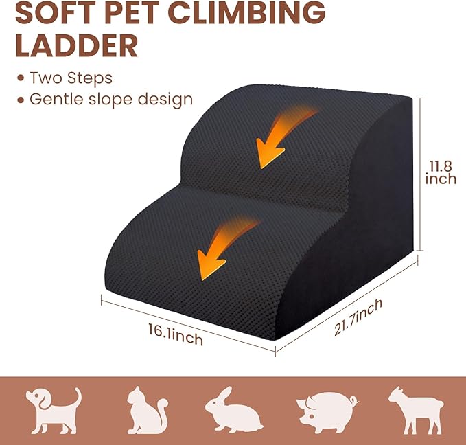 Dog Stairs for Small Dogs, High Density Foam Dog Ramp, Extra Wide Non-Slip Pet Steps for High Beds Or Couch, Soft Foam Doggie Ladder for Dogs Injured, Older Pets, Small Cats