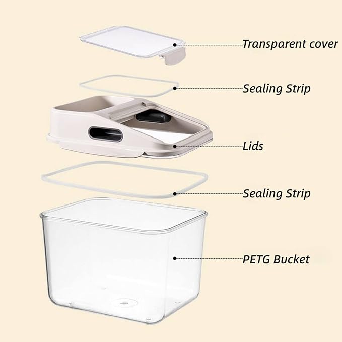 Fhiny 11LB Dog Food Storage Container, Airtight Pet Treat Bin Translucent Dry Food Grain Storage Barrels Sealed Bucket Moisture-Proof Plastic Cat Puppy Food Bin with Seal Locking Lid Keep Fresh