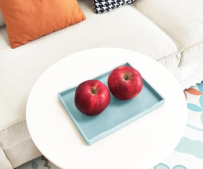 Small Blue Mini Serving Tray (8.5 x 6.3 inch) for Serving Accessory, Spa, Coffee, Drinks, Wine, Tea, Bar, Party, Seasoning, Perfume or Display Use.