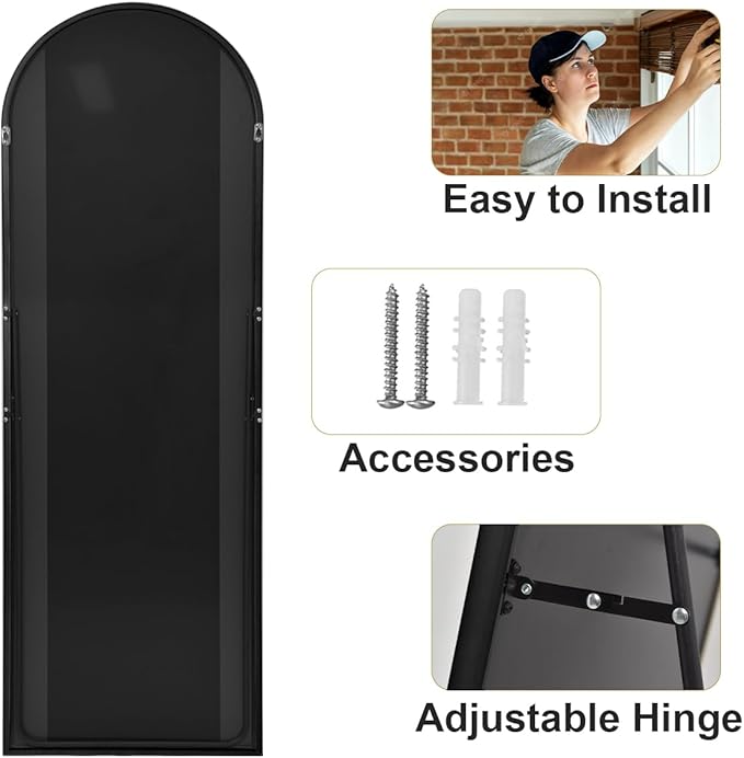 HARRITPURE 58"x18" Arched Full Length Mirror Free Standing Leaning Mirror Hanging Mounted Mirror Aluminum Frame Modern Simple Home Decor for Living Room Bedroom Cloakroom, Gold