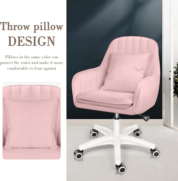 Cute Office Chair Home Computer Chairs Adjustable Task Chairs Modern Office Chair Makeup 360° Swivel Computer Mid Back Chair