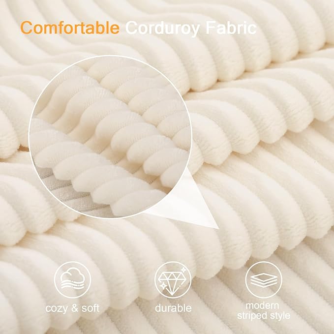 COMAX Convertible Sofa Bed, Folding Floor Couch Corduroy Fold Out Couch Bed Futon Sleeper Mattress with Pillows, Boneless Sofa Comfy Lounge Loveseat for Living Room Bedroom, Beige