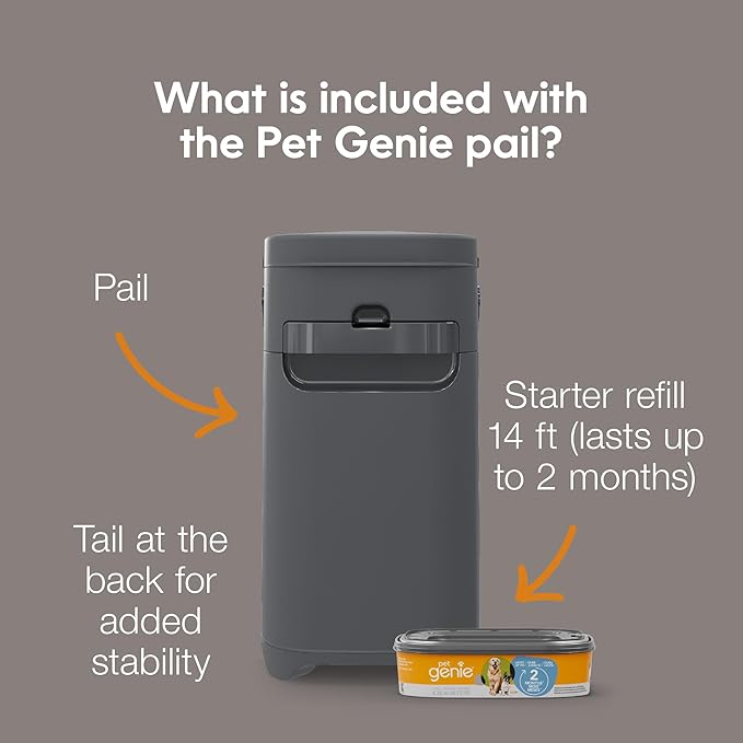 Pail | Dog Waste Disposal System for Outdoor and Indoor Odor Control | Dog Poop Trash can | Includes 1 Square Refill Bag That Lasts up to 2 Months