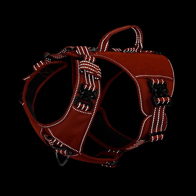 ICEFANG GN8 Tactical Dog Harness with 4X Metal Buckles for X-Large Sized Dogs,Reflective in Training Walking K9 Vest,No-Pull Front Leash Clip,Adjustable Pet Harness (Orange, X-Large (Pack of 1))
