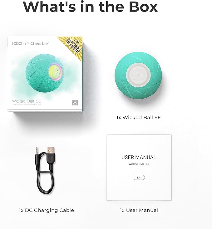 Interactive Dog Toys, Wicked Ball SE, 3 Interactive Modes,Enhanced Rubber Active Rolling Dog Toy with LED Lights for Small Medium Dogs, Motion-Activated Dog Stimulation Toy for Boredom Relief