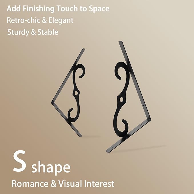 DINZI LVJ Deep Floating Shelves, 16" W x 12" D Wall Shelves Set of 2, Wide Display Shelf Mounted with Brackets, Easy-to-Install Wall Bookshelf for Living Room, Bathroom, Bedroom, Rustic Brown