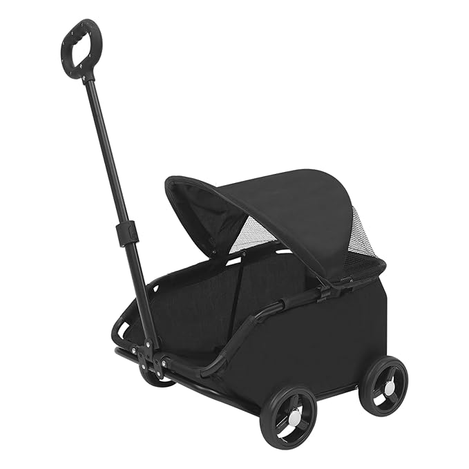 Small Dog Stroller, Pet Stroller for Shopping Walking, 4 Wheels Folding Dog Cart, for Cats/Dogs Weighing Less Than 15.43 Pounds (Black)
