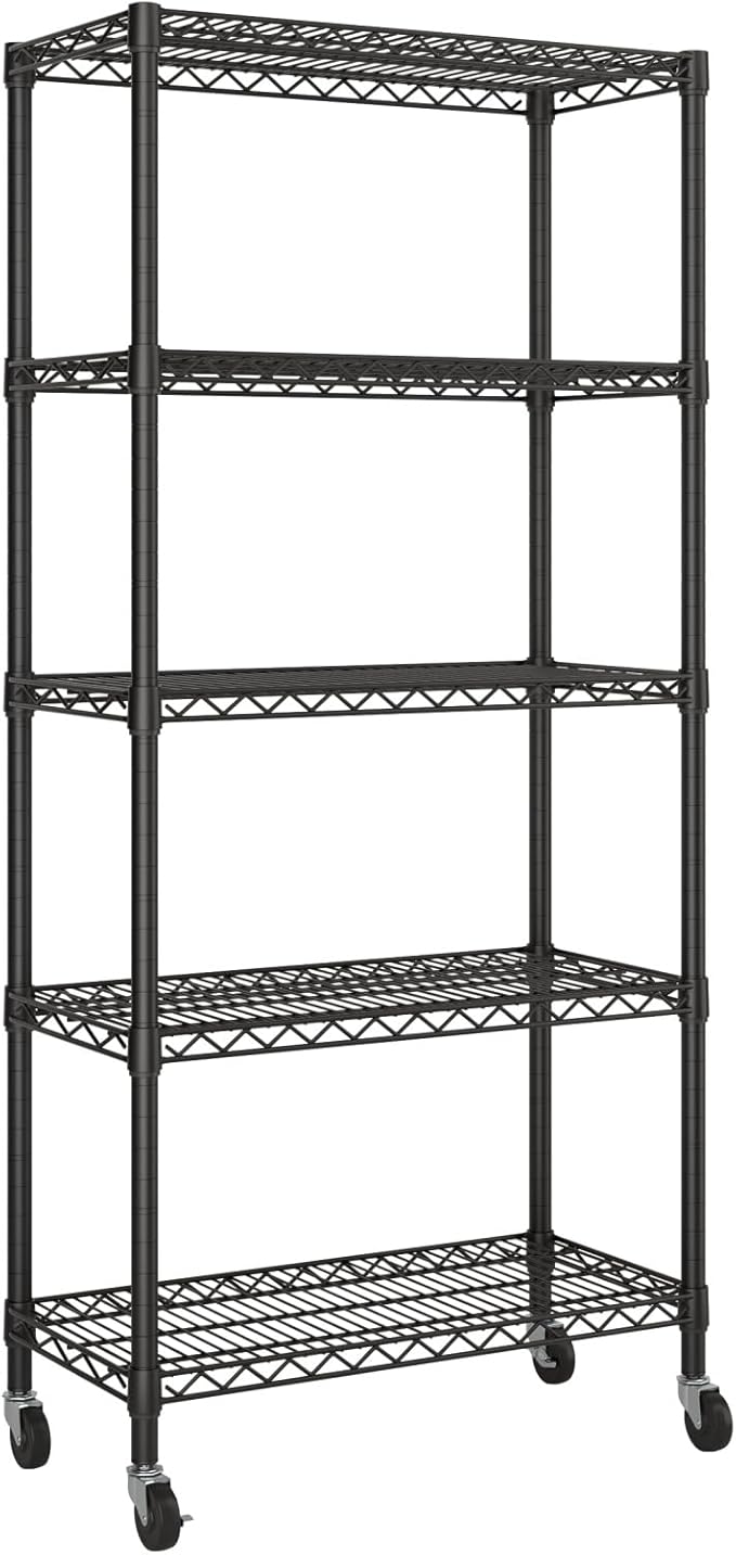 SINGAYE 5 Garage Heavy Duty Shelving Unit Kitchen Pantry Close Home Organizers and Storage Bathroom Shelf Laundry Room Organization Industrial Book Metal Wire Adjustable Shelves