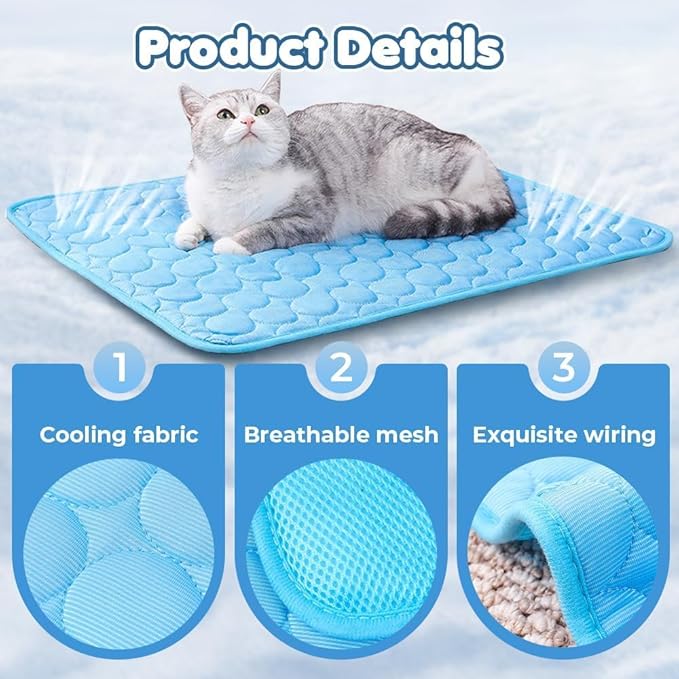 Dog Cooling Mat, Cooling Mat for Cats Dogs, Washable Cool Bed, Portable Pet Cool Pads for Dogs & Cats, Home & Outdoor (70cm X 100cm)