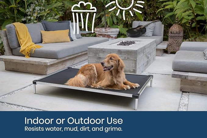 K9 Ballistics Chew Proof Elevated Cooling Dog Bed - Made for Aggressive Chewers, Virtually Indestructible, Ripstop Fabric with No Padding, Pre-Assembled - Small, Sandstone