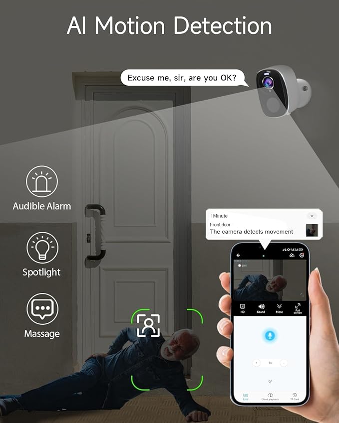 Upgraded 5G/2.4G WiFi Security Cameras Wireless Outdoor,2K Battery Powered Home Indoor Camera with AI Motion Detection, Siren,Color Night Vision, 2-Way Talk, IP65, Works/Alexa, Cloud/SD