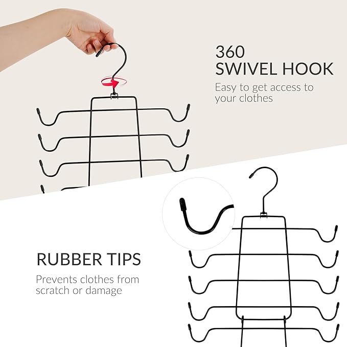 ZEDODIER 2 Pack Tank Top Hanger Space Saving, Bra Hangers for Closet Organizer, Hanging Bra Organizer Tank Tops Holder with 16 Hooks, Metal Closet Organizers and Storage Small Space Solutions, Black