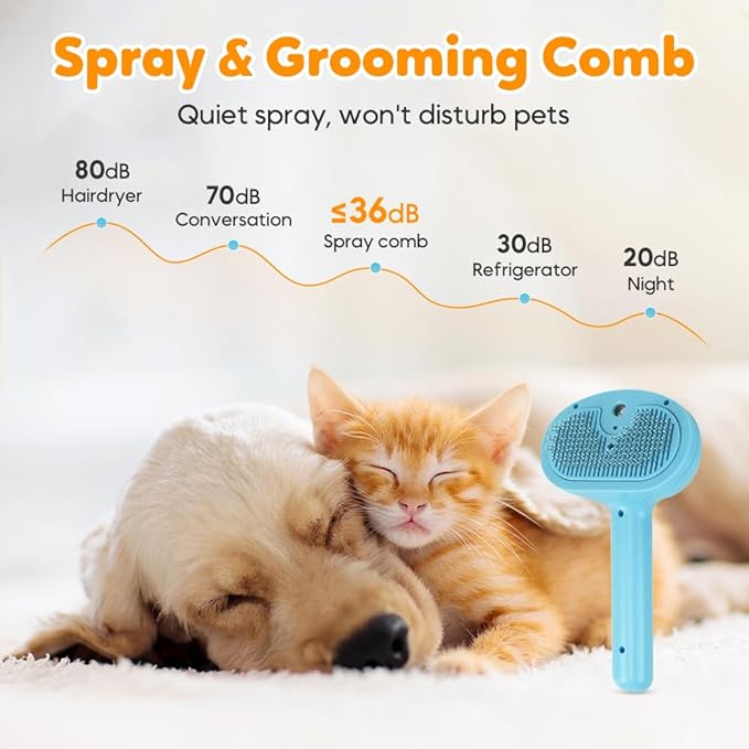 Pet Steam Brush for Dog and Cat, 2025 New 3 in 1 Steam Grooming Brush for Shedding and Hair Removal, Self Cleaning Spray Comb with Mist, Pet Spray Hair Removal Comb for Long Haired Pets (Pink)