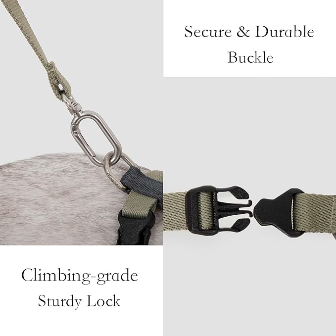 H-Shape Escape Proof Cat Harness & Leash Set - Plush Padded Back, Adjustable Neck/Chest, Lightweight, w/ 1.5cm Wide Leash for Kittens to Adult Cats(Olive and Gray)